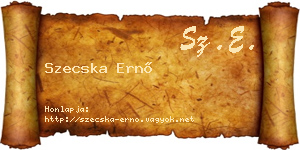 Szecska Ernő névjegykártya